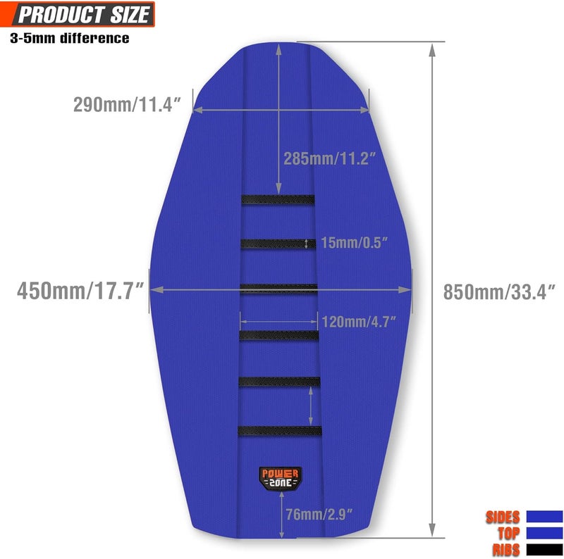 MCHMFG Motorcycle Universal Seat Cover Non-Slip Rubber Striped Gripper Soft Sewing for CRF WR WRF RMZ YZF SXF EXC EXC XC SX CR KLX Dirt Pit Bike Motocross Off Road (Blue) - Image 3